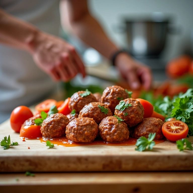 Passo a passo da receita de bolinho de carne com legumes.