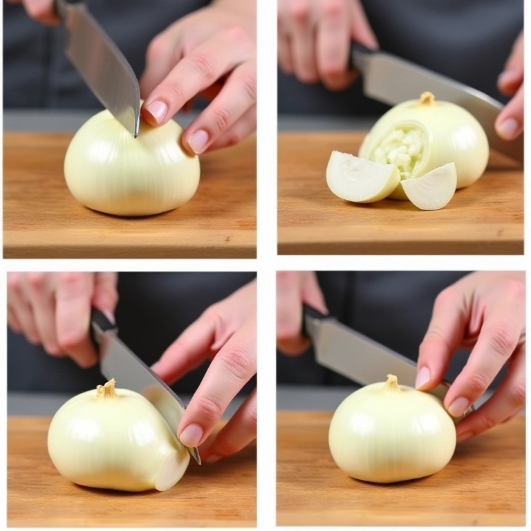 Passo a passo para cortar uma cebola em cubos.