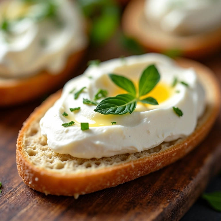 Patê de ricota temperada em canapés.