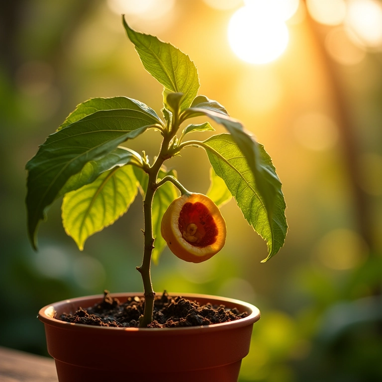 Pé de maracujá recebendo luz solar.