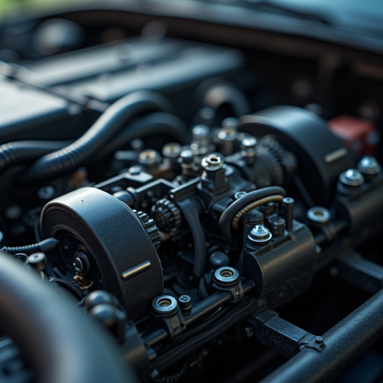 Peças rotativas leves do motor de um carro, destacando a importância da redução de peso para o desempenho.