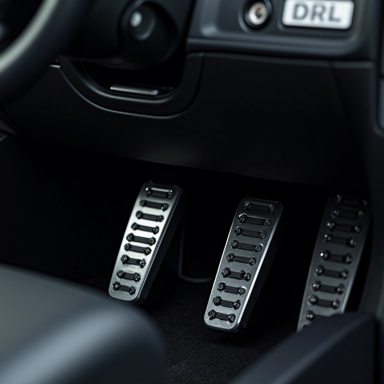 Pedaleiras Shutt instaladas no interior de um carro esportivo.