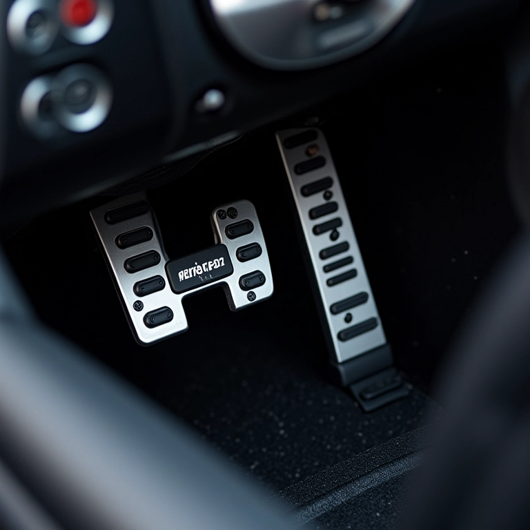 Pedaleiras Sparco em um cockpit de carro de corrida.