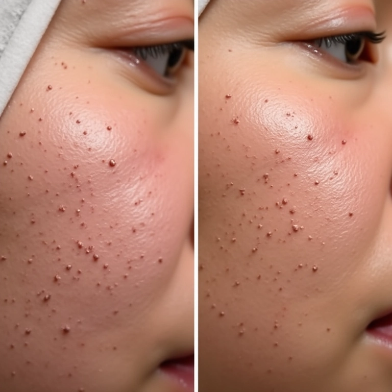 Pele após dermoabrasão, mostrando melhora na textura.