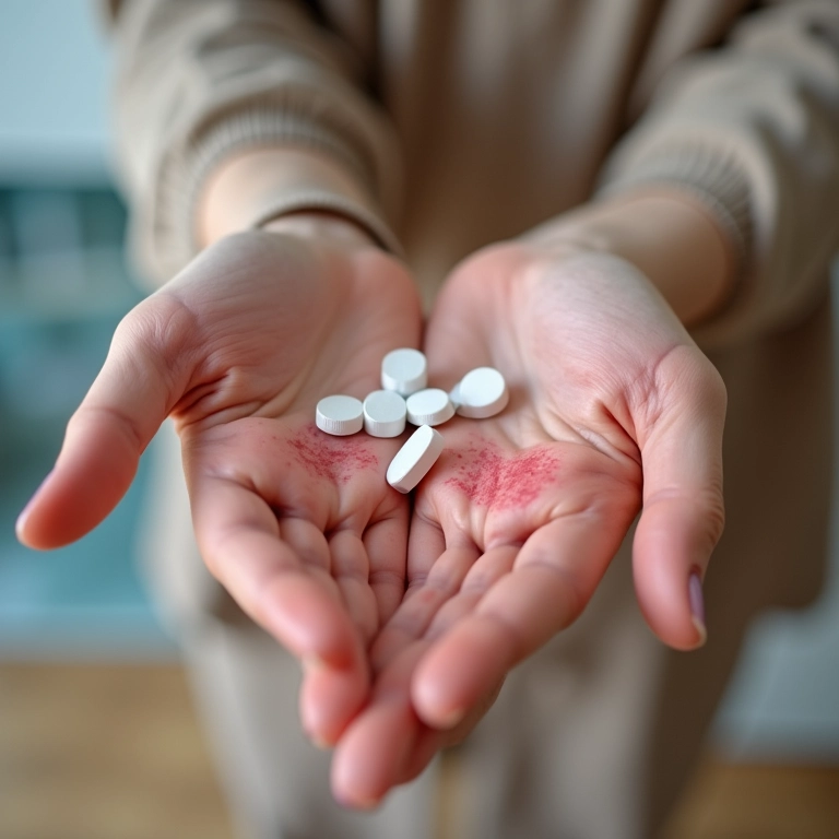 Pele com acne e vermelhidão, antibióticos.