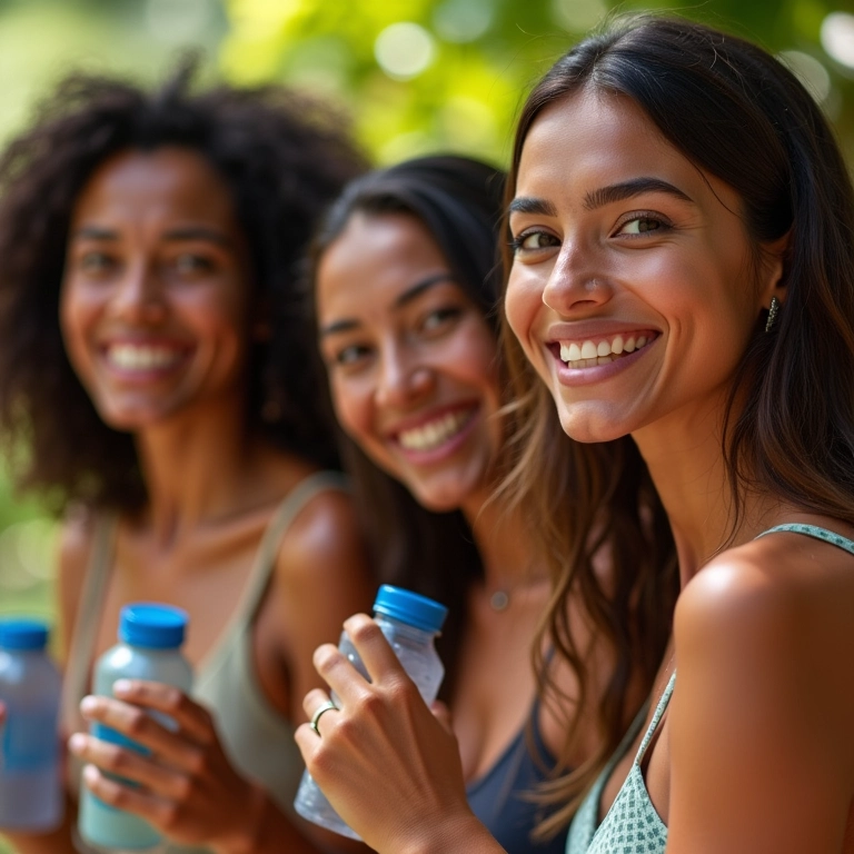 Pele radiante e saudável com hidratação.