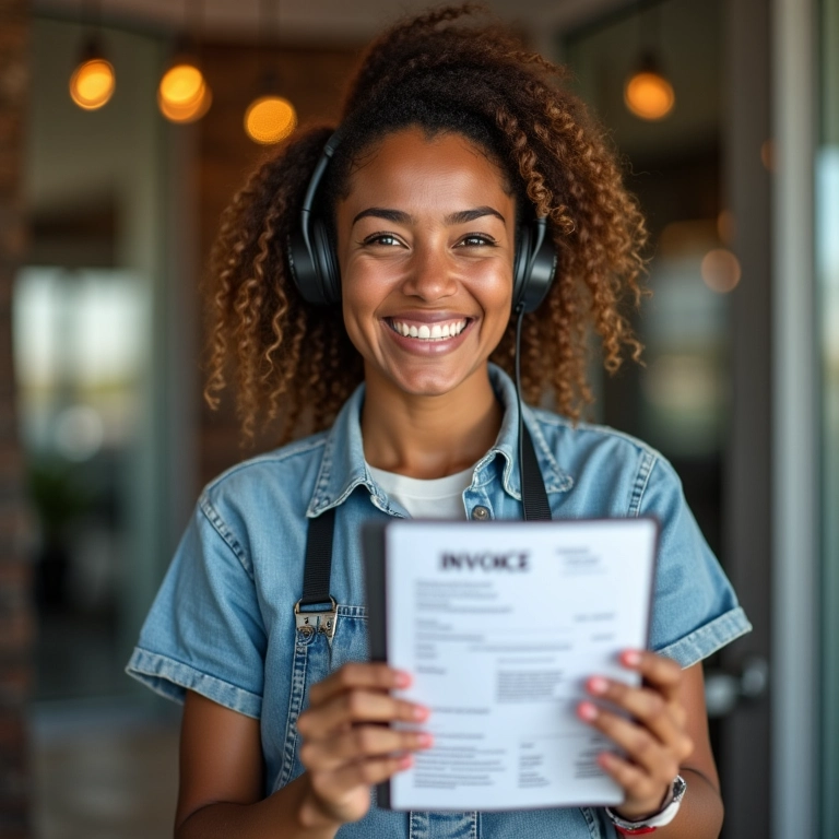 Pequeno empresário brasileiro emitindo nota fiscal pelo celular sendo MEI.