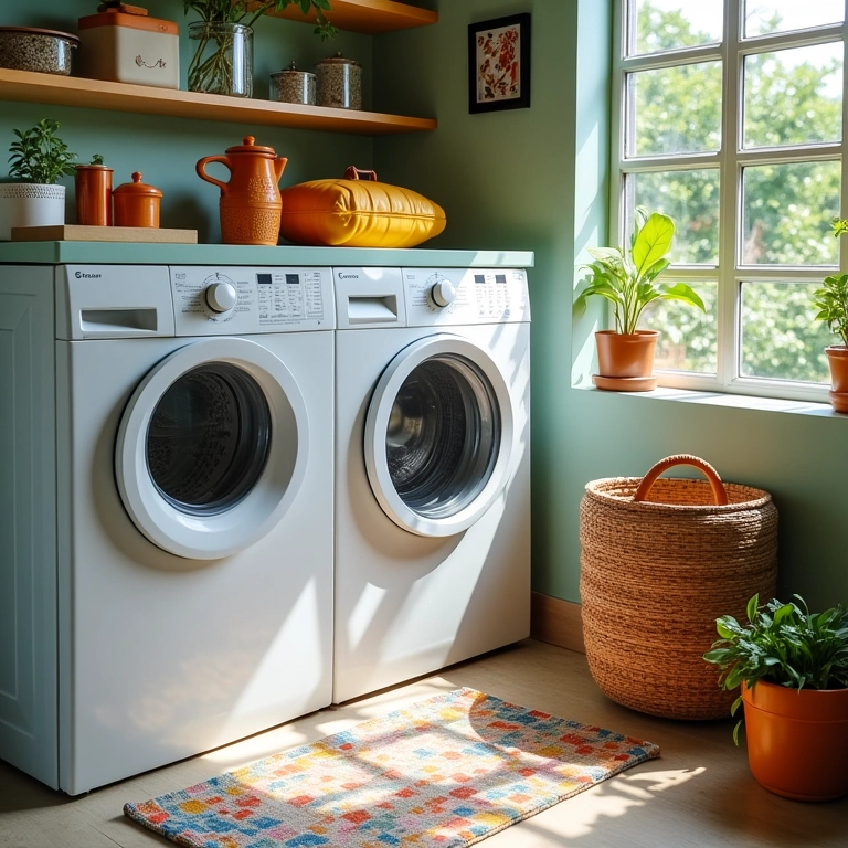 Pequenos detalhes que fazem a diferença na decoração de uma lavanderia.