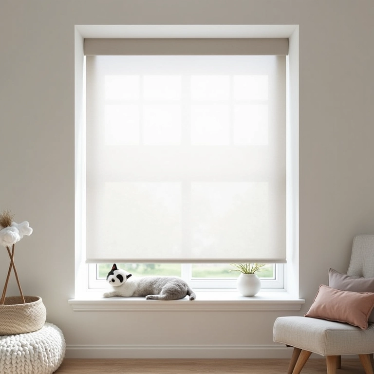 Persianas modernas em quarto de bebê, oferecendo praticidade e controle da luz.