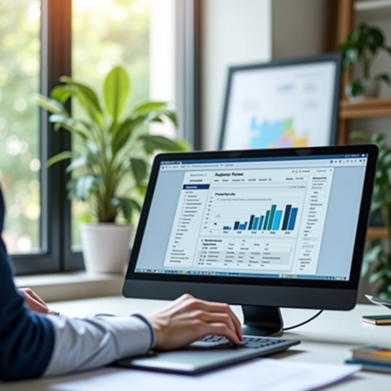 Pessoa delegando tarefas usando software de gerenciamento de projetos.