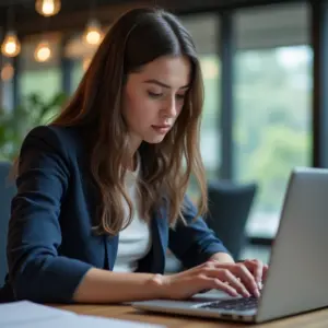Digitador Pode Ser MEI Para Serviços de Digitação Pessoa digitando em laptop, representando serviços de digitação como MEI.
