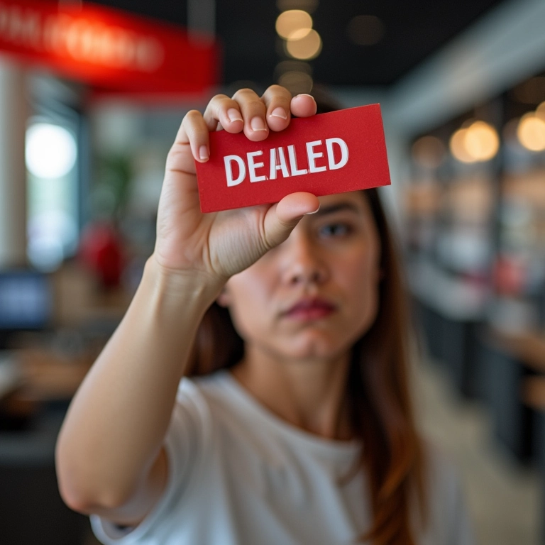 Pessoa impossibilitada de finalizar compra parcelada, ilustrando as limitações nas compras devido ao 'nome sujo'.