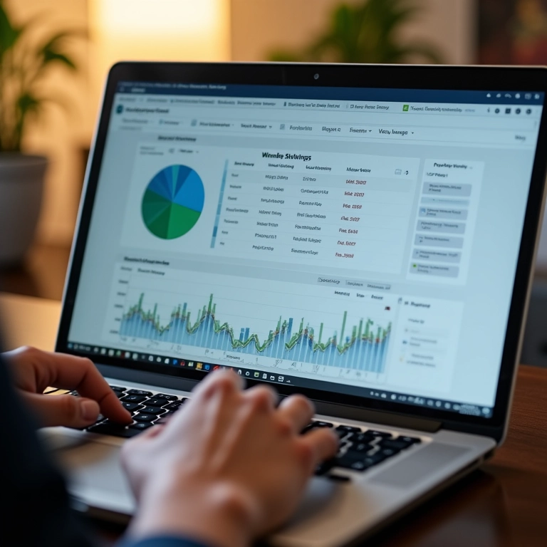 Pessoa monitorando a presença online da marca em um laptop.