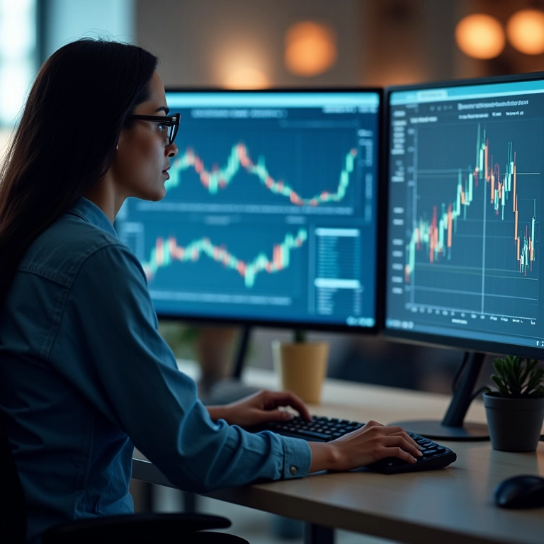 Pessoa monitorando a reputação online em um painel de controle.