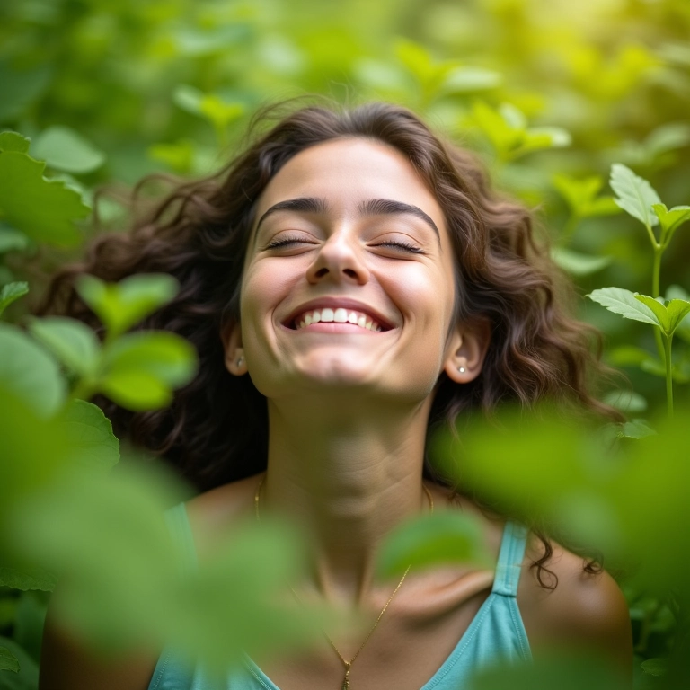 Pessoa relaxando na natureza, experimentando os benefícios revigorantes do jejum de dopamina.