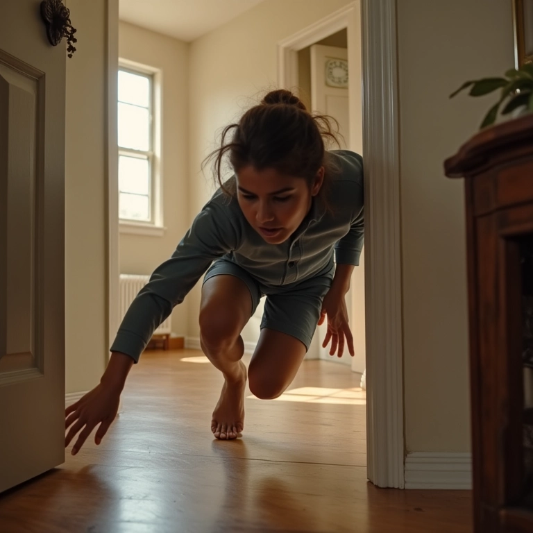 Pessoa tropeçando e caindo, ilustrando a força que nos puxa para baixo.