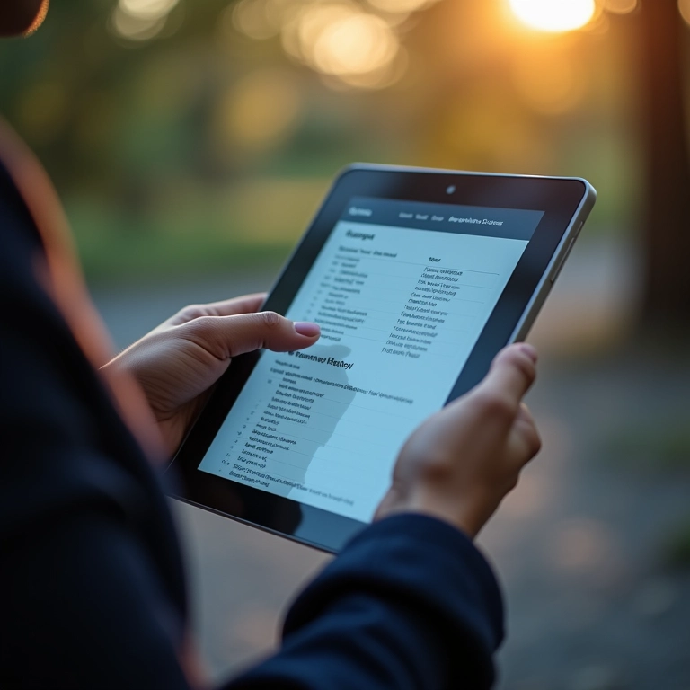 Pessoa usando ferramentas de gestão de reputação online em um tablet.