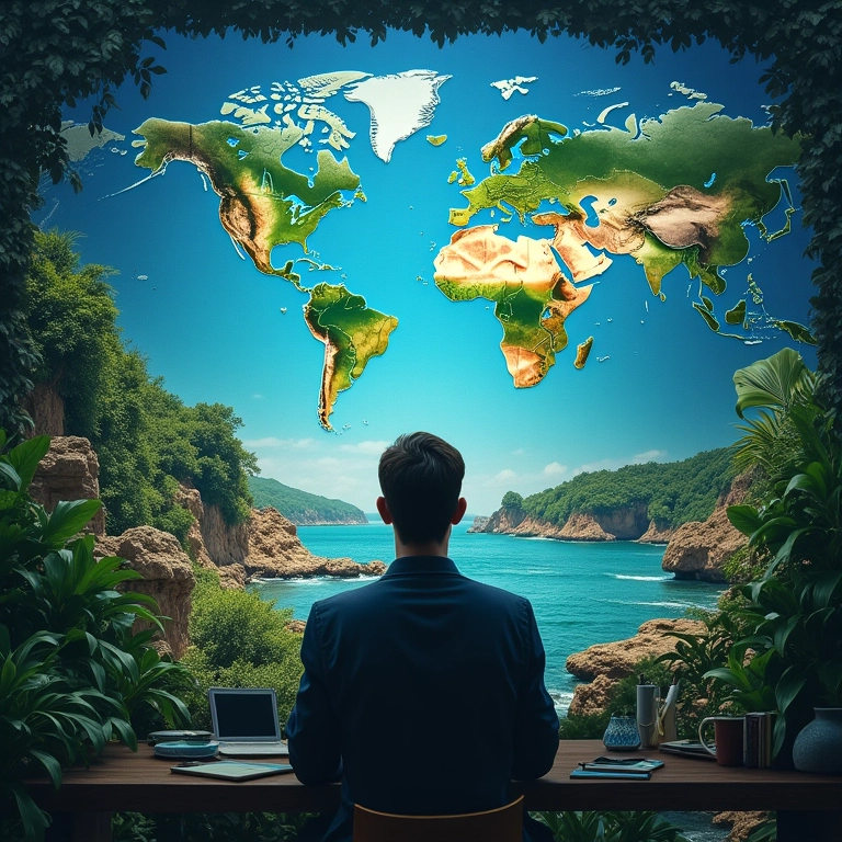 Pessoa visualizando objetivos financeiros com quadro de visão.