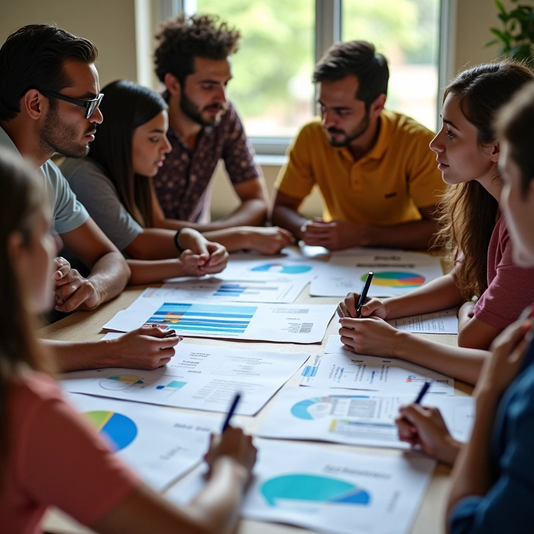 Probabilidade: Como Calcular as Chances de Algo Acontecer Pessoas analisando gráficos de probabilidade em um ambiente de trabalho diversificado.