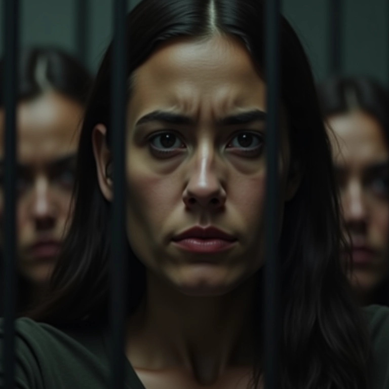 Pessoas atrás das grades, com foco em pessoa preocupada, representando o destino dos delatados.