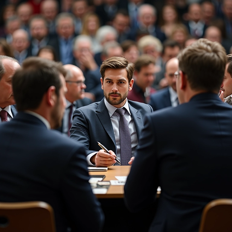 Pessoas dando lances em leilão de carros clássicos, leiloeiro.