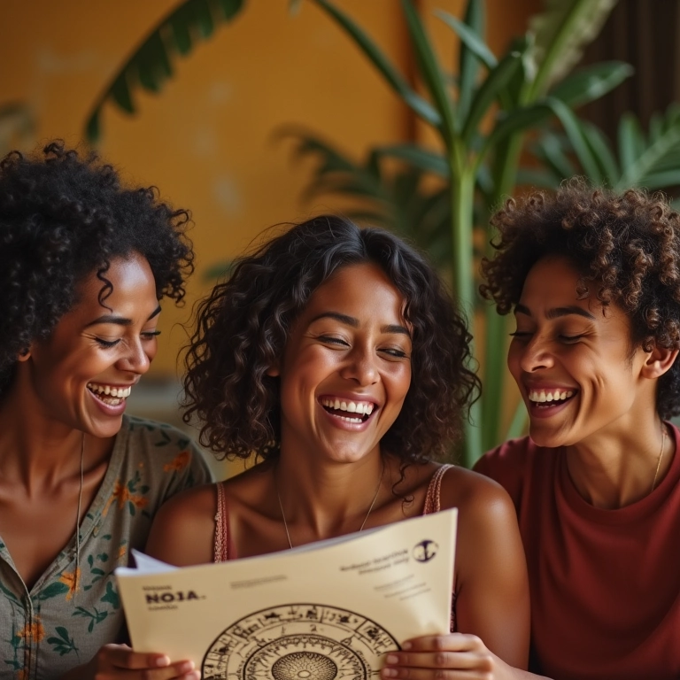 Zodíaco: Como os Signos Podem Revelar Sua Personalidade Pessoas diversas reunidas, explorando mapas astrais e celebrando o autoconhecimento.