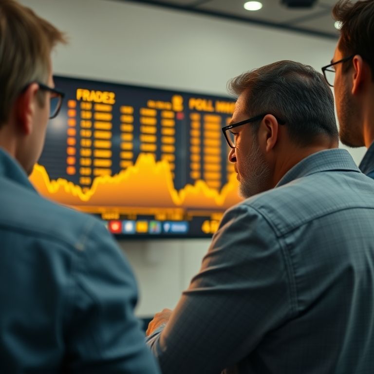Pessoas observando ansiosamente os preços do ouro durante uma crise econômica.