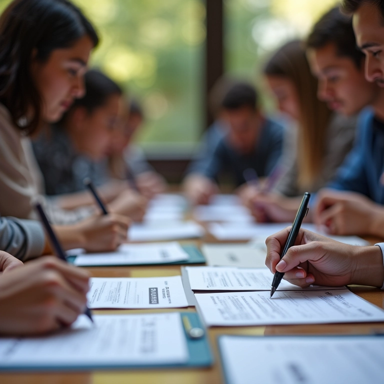 Pessoas preenchendo formulários de solicitação de crédito para MEI.
