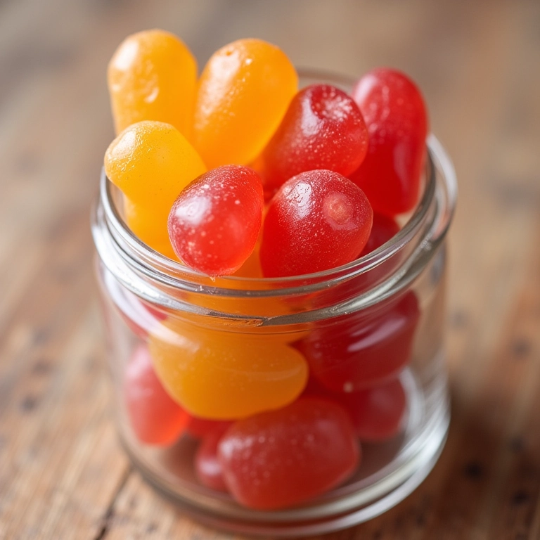 Pirulitos de cristal coloridos em um pote de vidro.