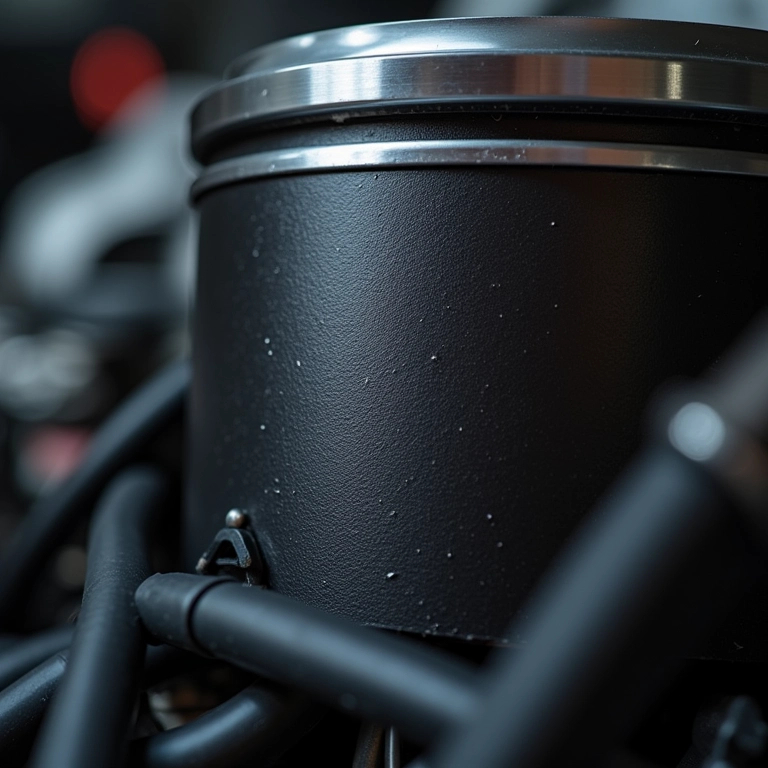 Pistão de motor com acúmulo de carbono, mostrando o efeito negativo na compressão.