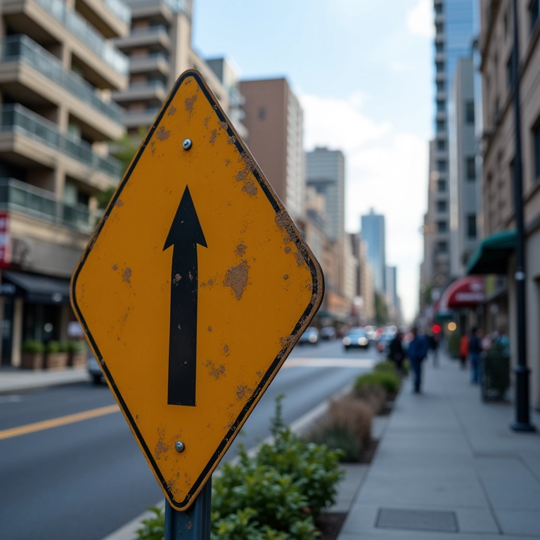 Placa indicando rota de evacuação em área de risco de tsunami.