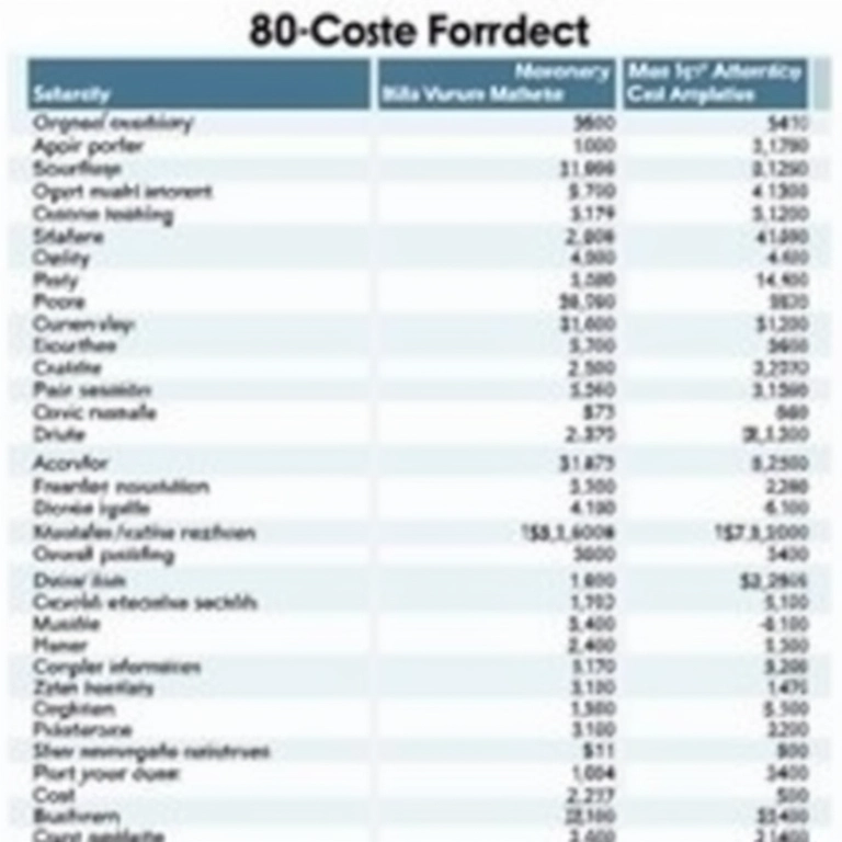 Planilha de custos de consultoria empresarial.