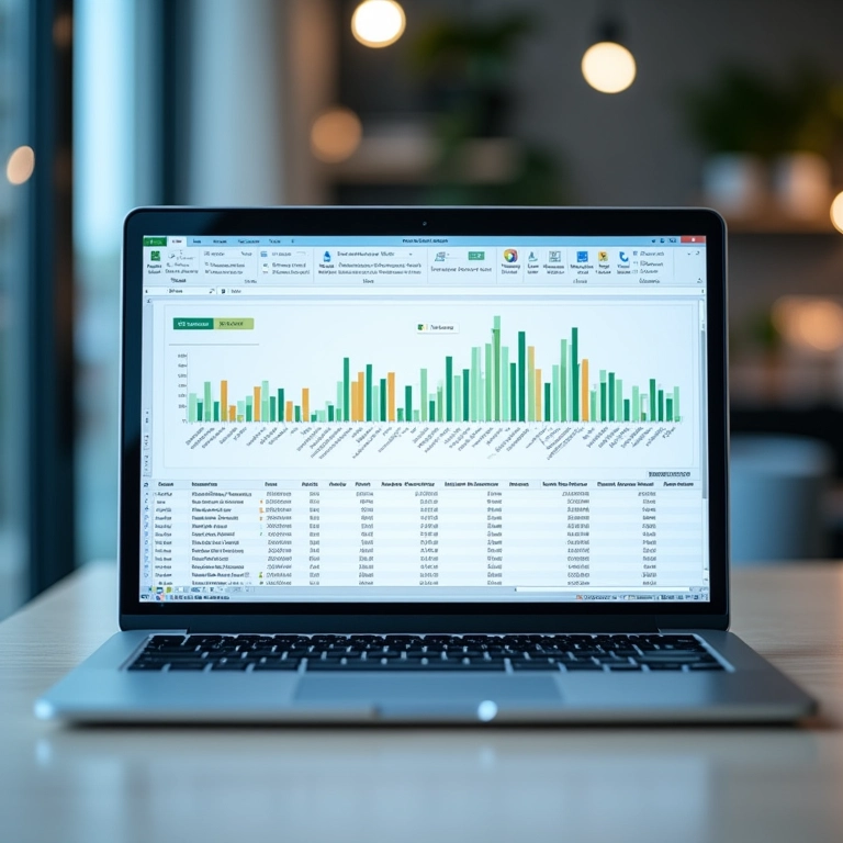 Planilha de economia de energia em tela de laptop.