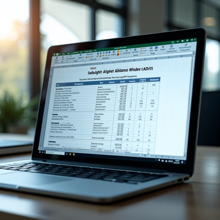 Planilha Excel mostrando especificações de ajuste de farol.