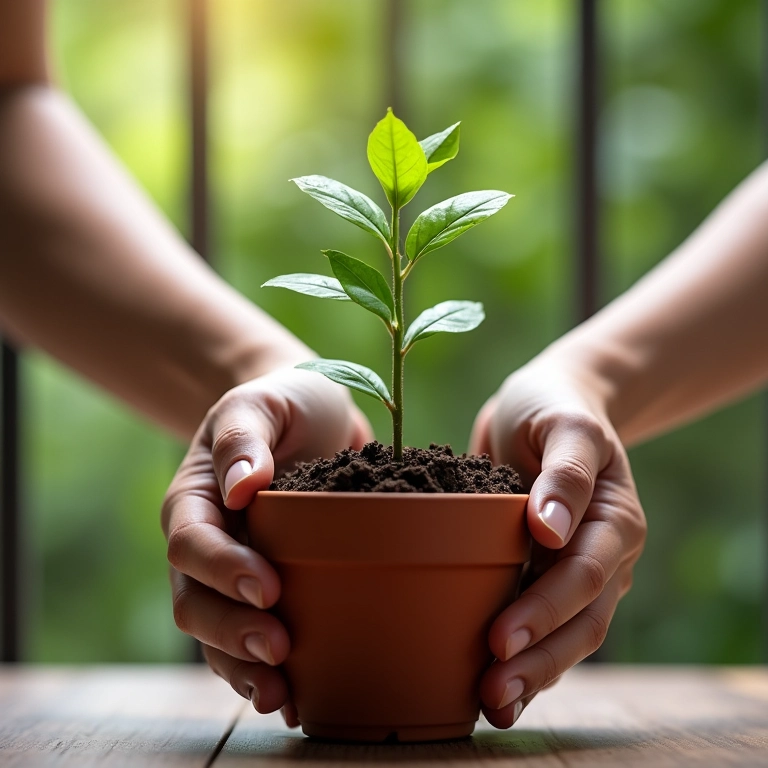 Plantando uma muda de árvore do dinheiro, investindo em renda passiva.