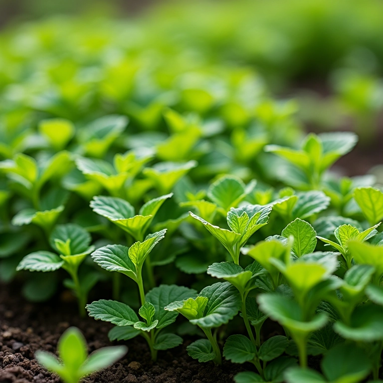 Plantas de forração controlando eficazmente o crescimento de ervas daninhas em um jardim.