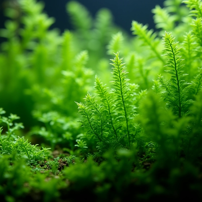 Plantas Elodea em aquário plantado.