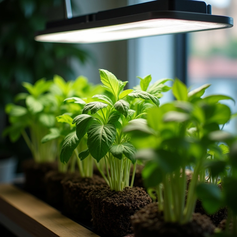 Plantas ideais para ambientes com pouca luz crescendo sob iluminação artificial.