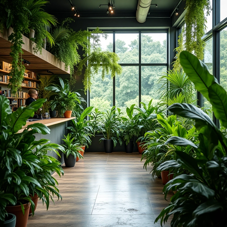 Plantas que trazem vida ao ambiente da agência de viagens.