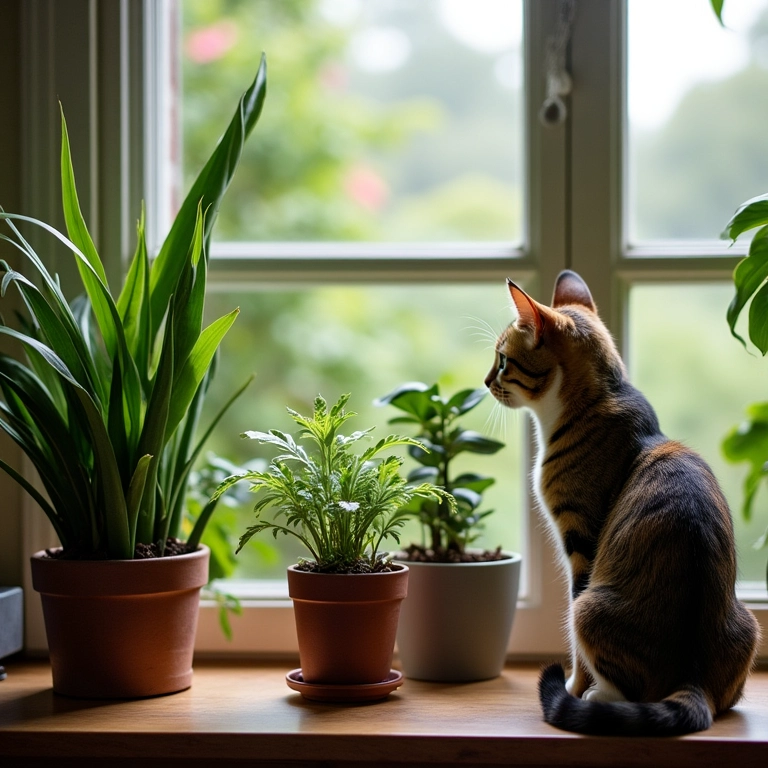Plantas seguras para animais em um escritório decorado.