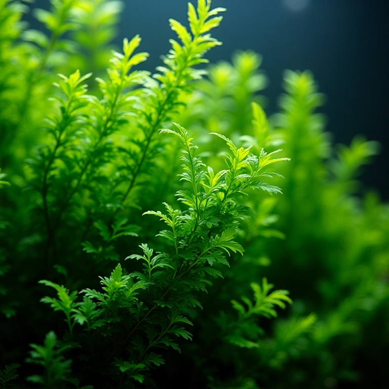 Plantas Vallisneria em aquário plantado.