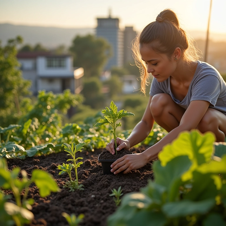 Plantio correto de muda de hortaliça na laje.
