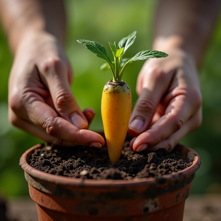 Plantio do tubérculo de inhame da costa.