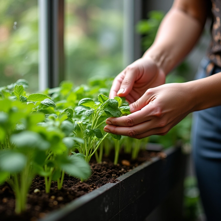 Plantio e cuidados com jardim vertical.