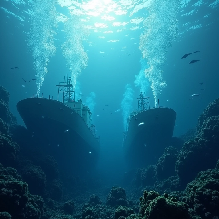 Poluição sonora afetando a propagação do som na água.