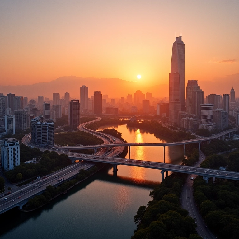 Ponte Juscelino Kubitschek em Brasília ao pôr do sol.