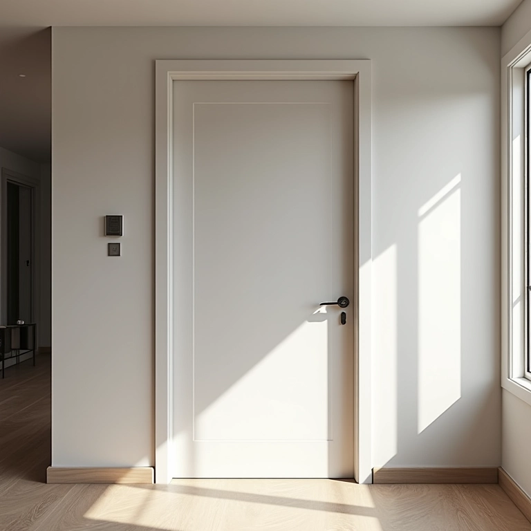 Porta de PVC moderna em apartamento brasileiro com decoração minimalista.