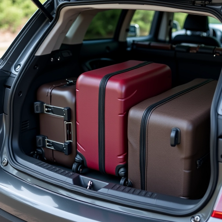 Porta-malas de carro com espaço reduzido após a instalação do cilindro de GNV.
