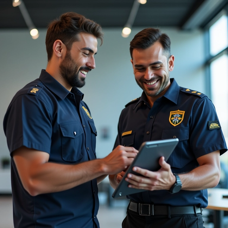 Porteiro MEI treinando novo funcionário.