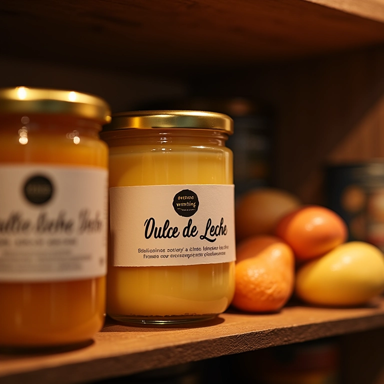 Pote de doce de leite Viçosa premiado em prateleira com outros produtos.